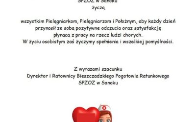 Życzenia z okazji Międzynarodowego Dnia Pielęgniarki i Dnia Położnej